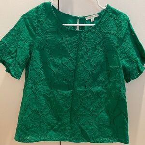 Green eyelet blouse